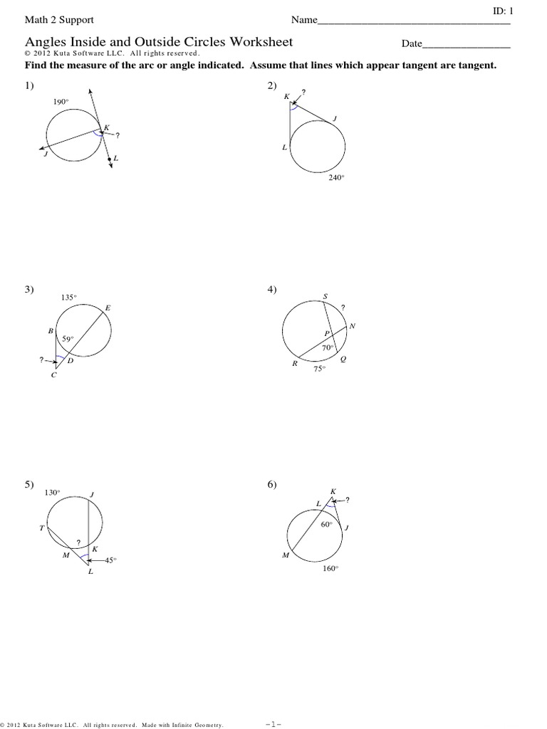 23.23 Worksheet Practice  PDF  Angle  Elementary Geometry With Angles In A Circle Worksheet