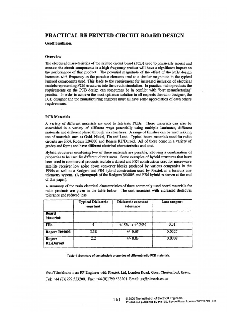 Practical RF Printed Circuit Board Design - How To Design RF Circuits ...