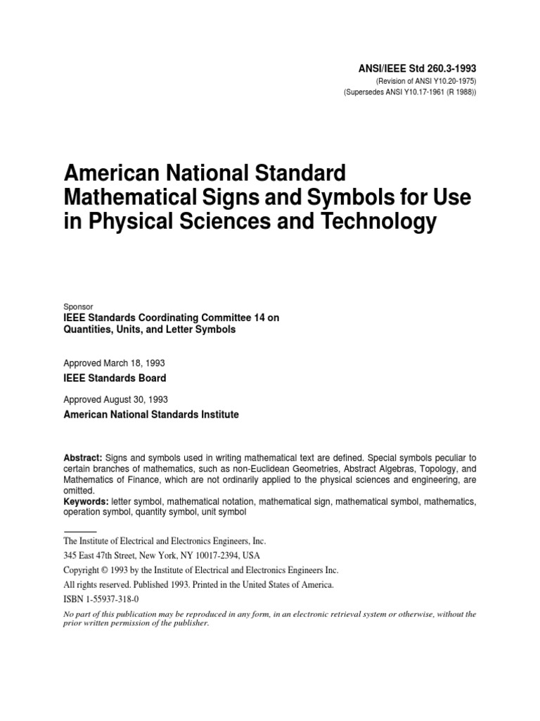 ANSI IEEE STD 260.3-1993 - American National Standard Mathematical ...