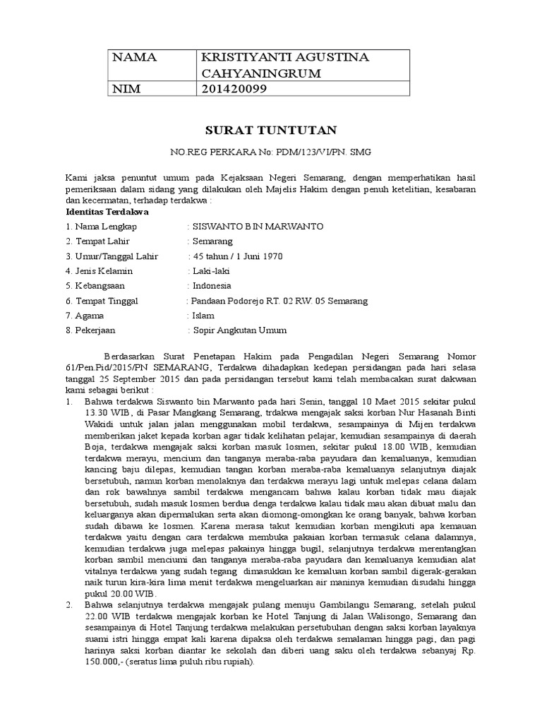 Contoh Surat Tuntutan Kejaksaan Blanketstealer