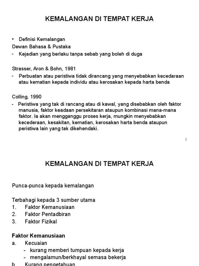 Kemalangan Di Tempat Kerja Pdf