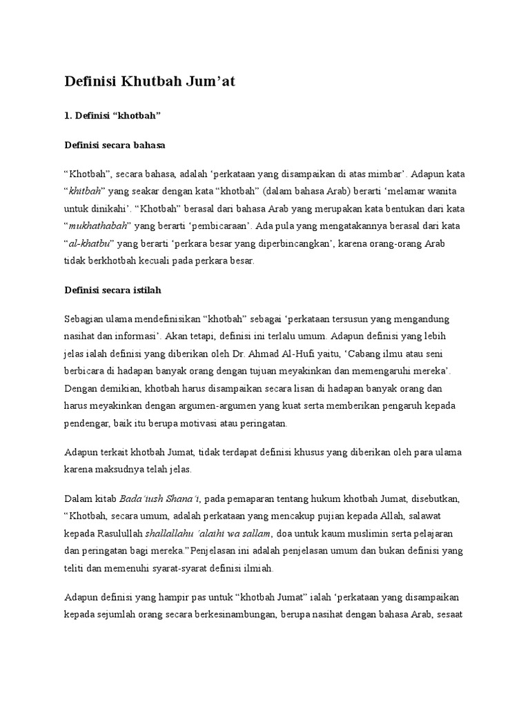 Definisi Khutbah Jumat Dan Kultum Pdf