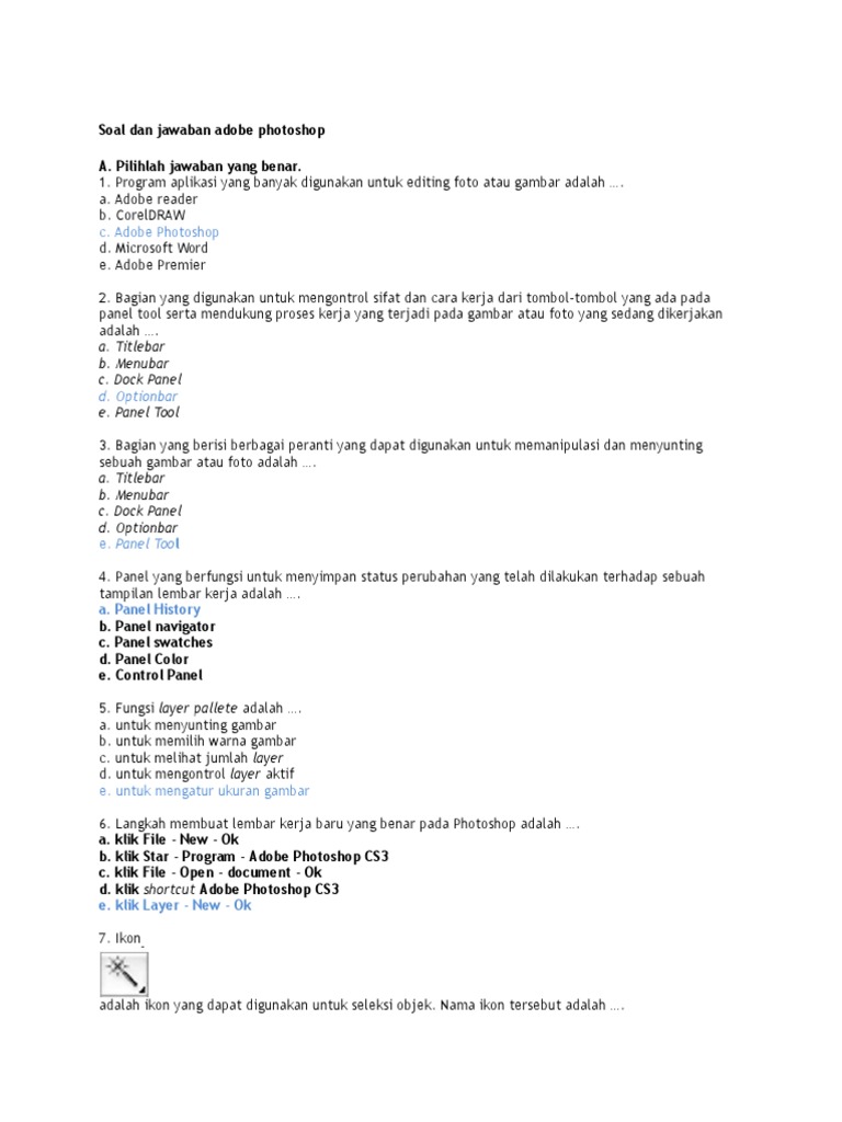 Soal Dan Jawaban Adobe Photoshop