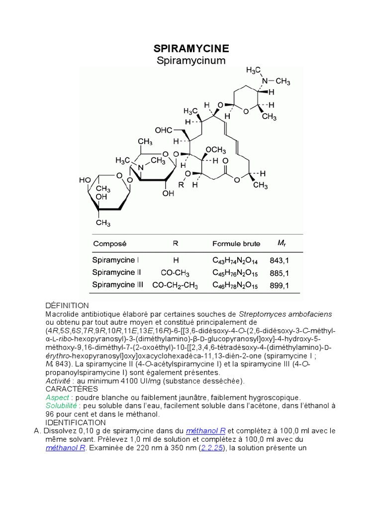 Spiramycine Chromatographie Chimie Analytique