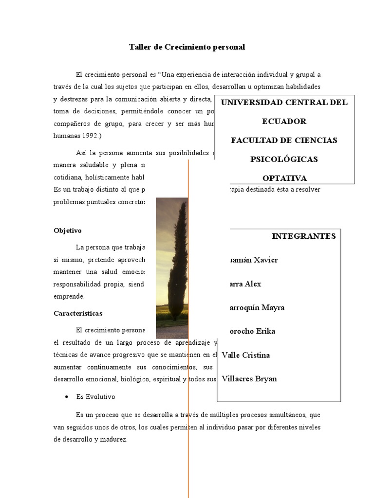 Taller de Crecimiento Personal | PDF | Desarrollo personal | Vida