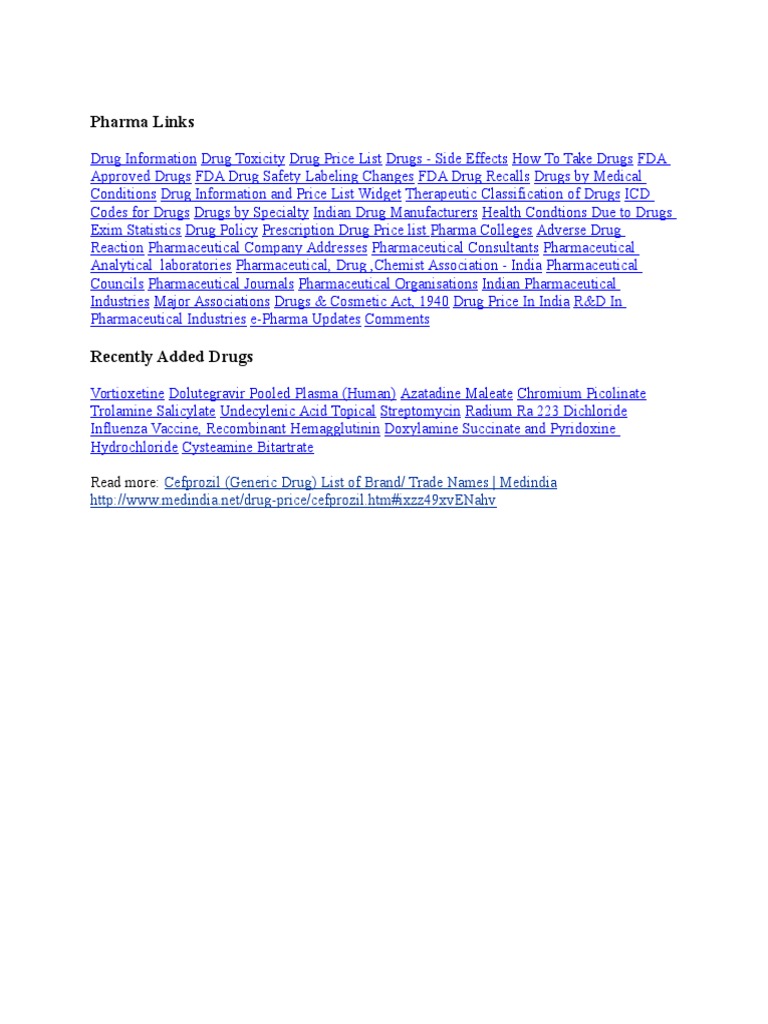 Comprehensive Drug Information Resources | PDF
