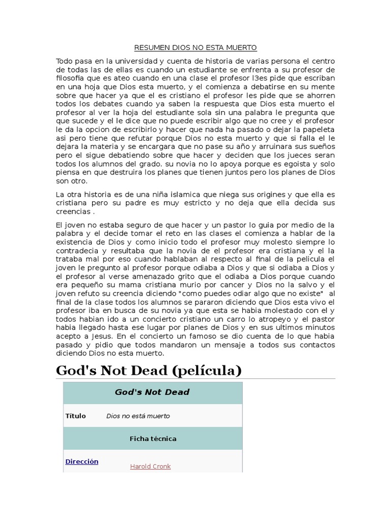 Resumen Dios No Esta Muerto | PDF | Religión y creencia