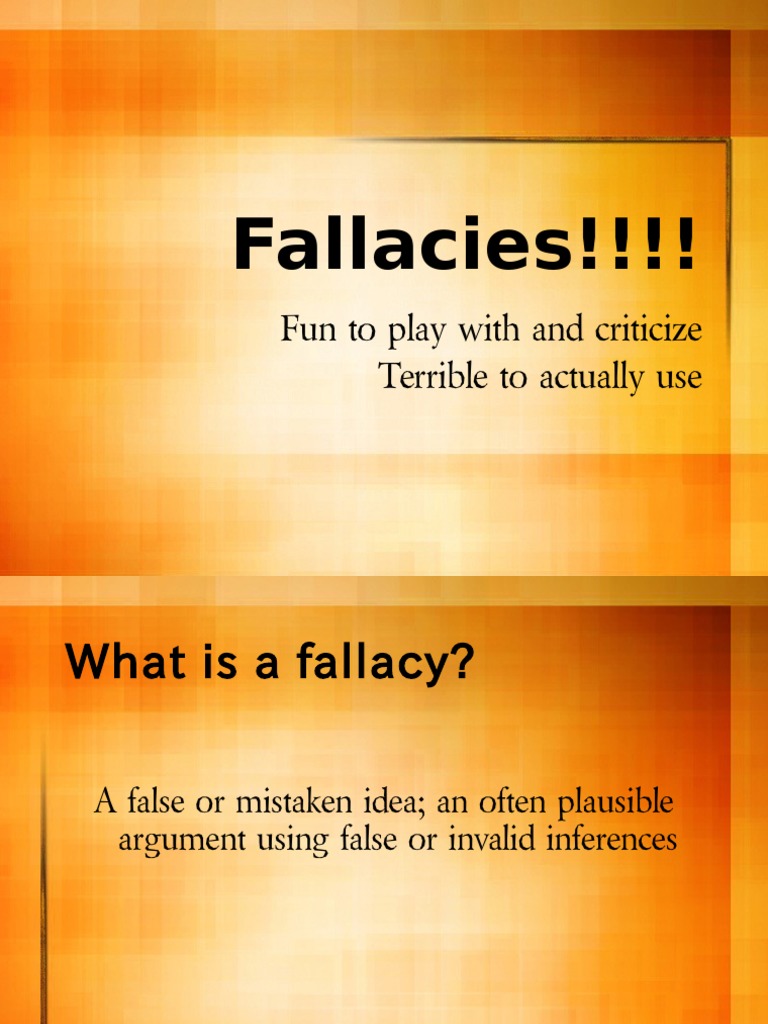 Fallacies!!!!: Fun To Play With and Criticize Terrible To Actually Use ...