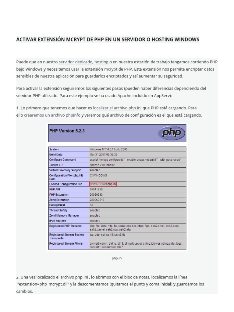 Activar mcrypt en PHP Windows | PDF