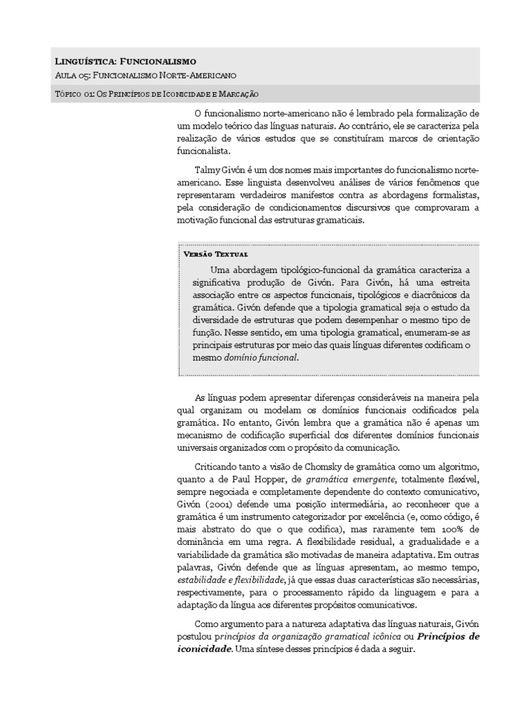 Princípios de Iconicidade e Marcação | PDF | Linguística | Gramática