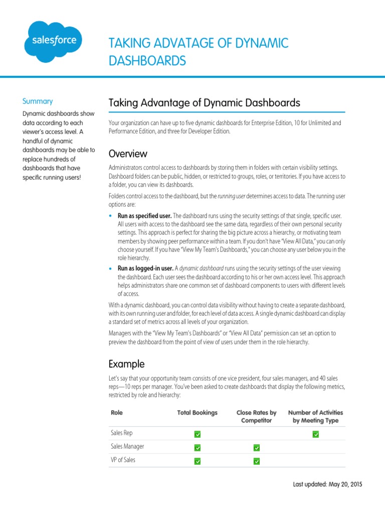 Dynamic Dashboards in Salesforce Explained | PDF
