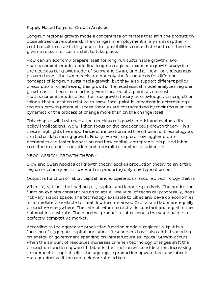 Supply Based Regional Growth Analysis | PDF | Economic Growth | Labour ...