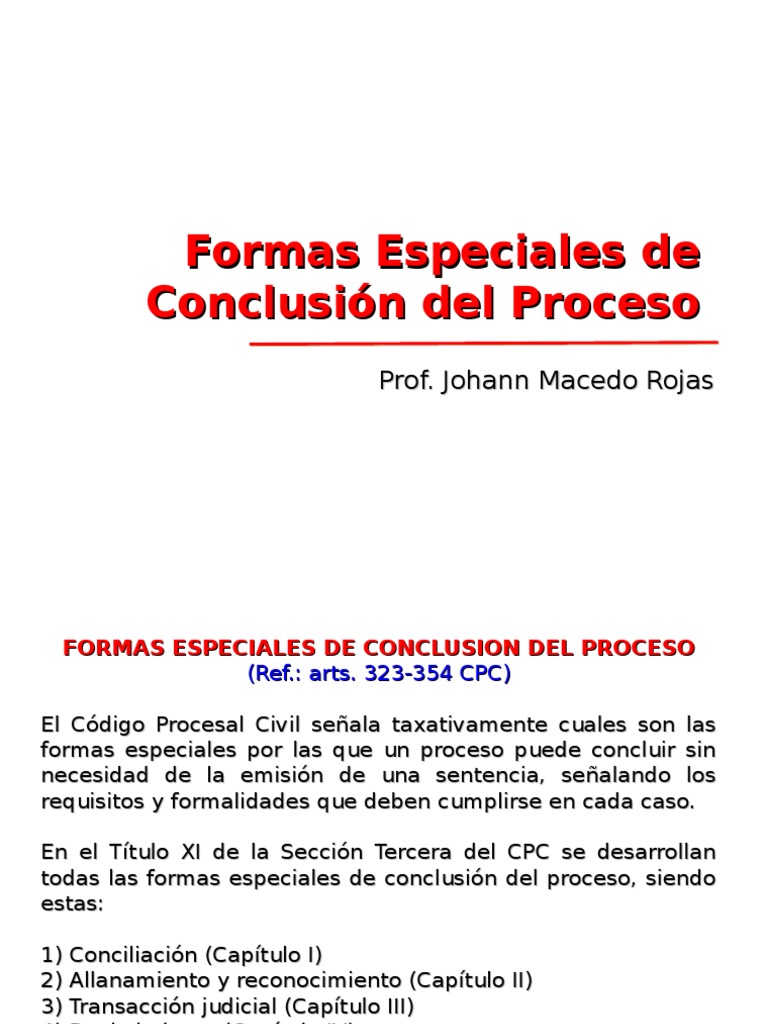Formas Especiales de Conclusión del Proceso | PDF | Ley procesal ...