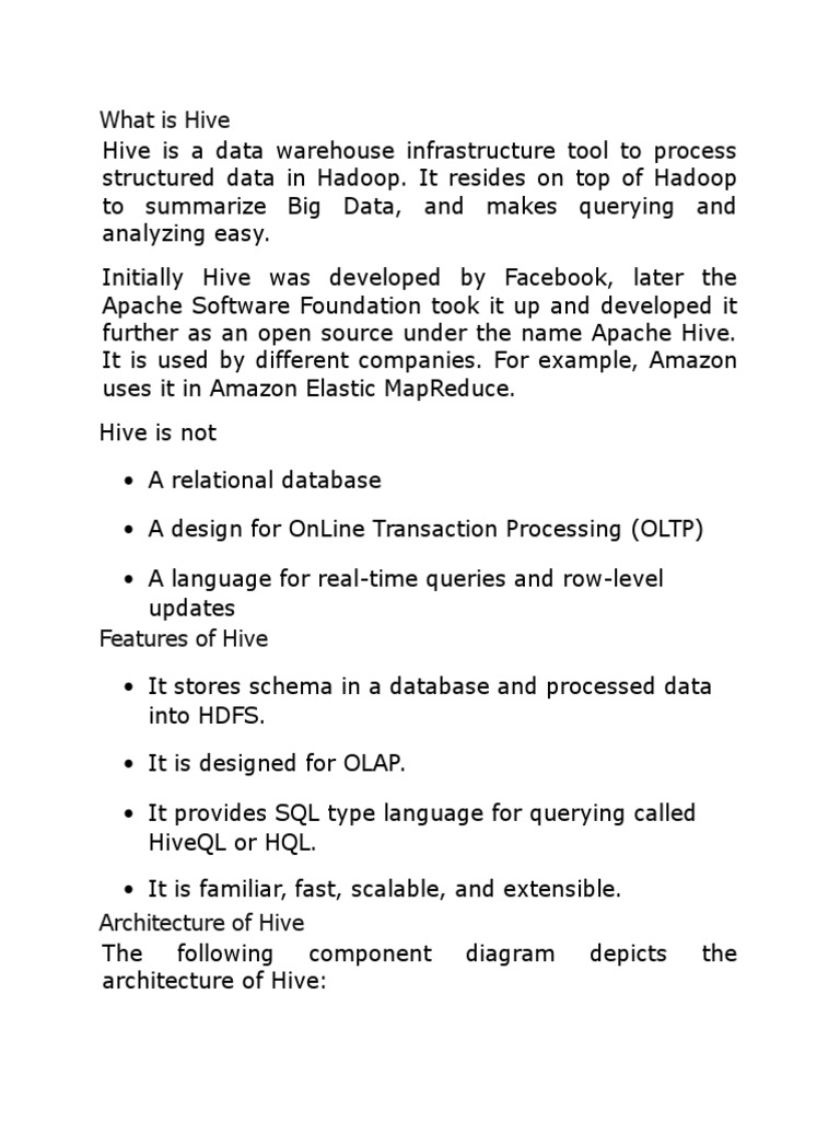 Overview of Apache Hive for Big Data | PDF | Art | Technology & Engineering