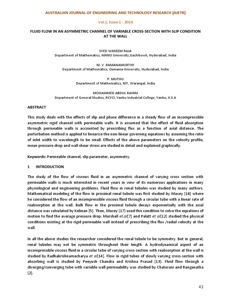 Fluid Flow in Asymmetric Channels | PDF | Fluid Dynamics | Soft Matter