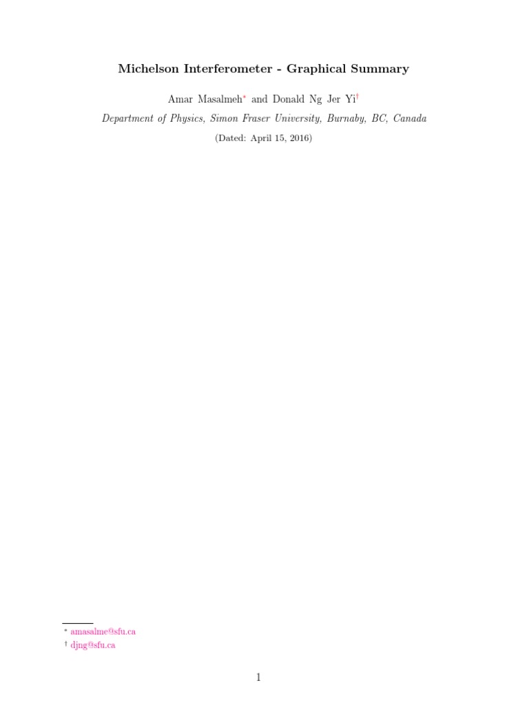 Michelson Interferometer Experiment Summary | PDF | Interferometry ...