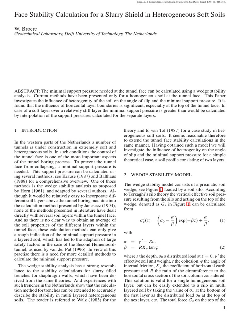 Face Stability in Heterogeneous Soils | PDF | Tunnel | Trigonometric ...