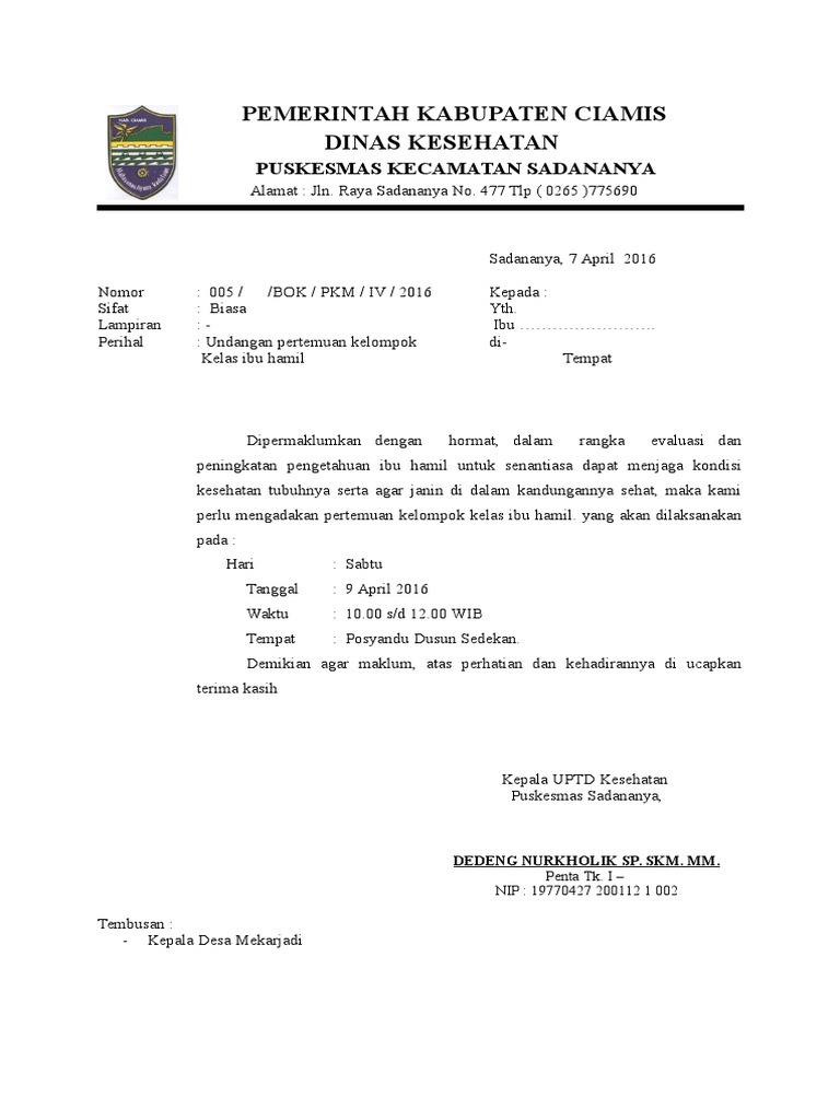 Surat Undangan Klas Bumil