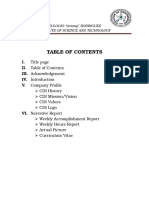 I. II. Table of Contents III. Acknowledgement V. Company Profile