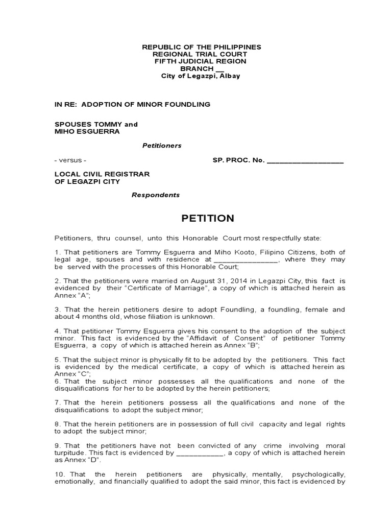 Petition for Adoption Adoption Justice Free 30day Trial Scribd