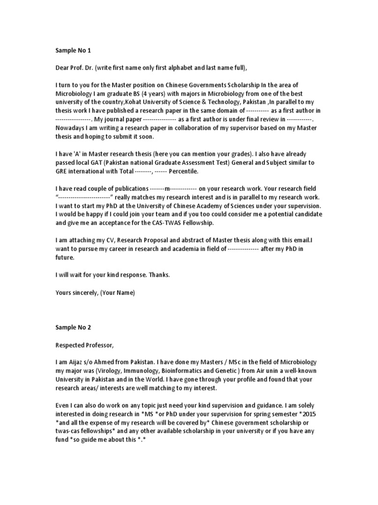 Email Samples for Professor Outreach | PDF | Doctor Of Philosophy | Thesis