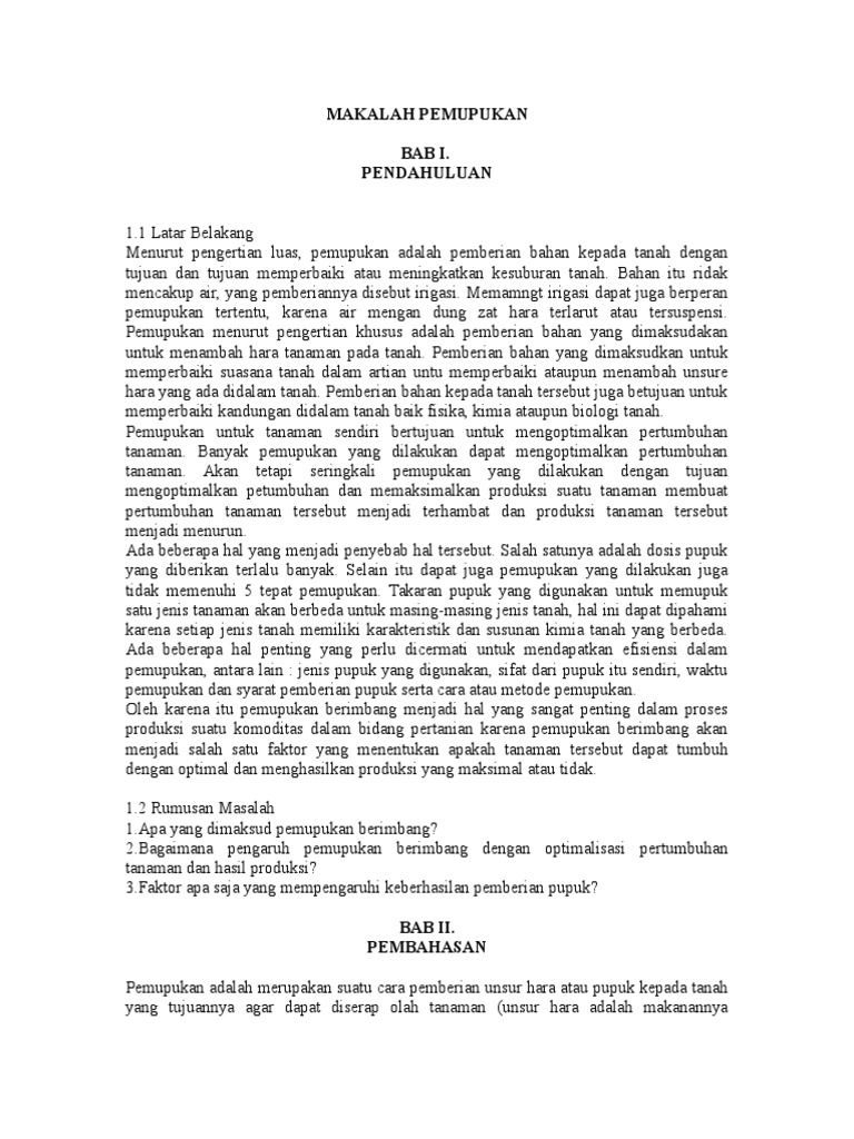 MAKALAH PEMUPUKAN MAKALAH PEMUPUKAN