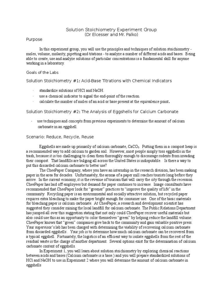 Analysis of Eggshell PDF Titration Chemistry