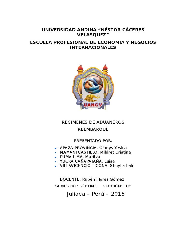 Régimen Aduanero de Reembarque en Perú | PDF | aduana | Pagos