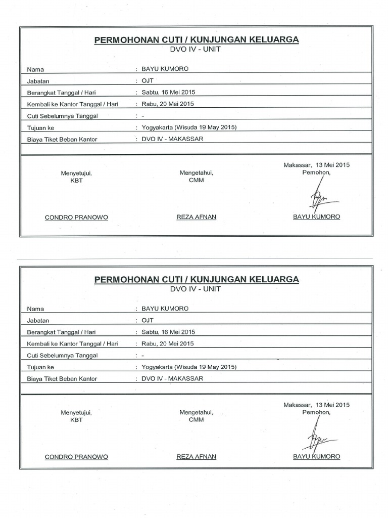 Form Cuti | PDF