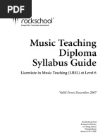 Rock School Teaching Diploma Level Six Syllabus