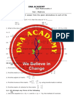 Dna Academy: Time: 1Hr Sub: Mathematics I Marks: 30 Std. 12 Test: Matrices