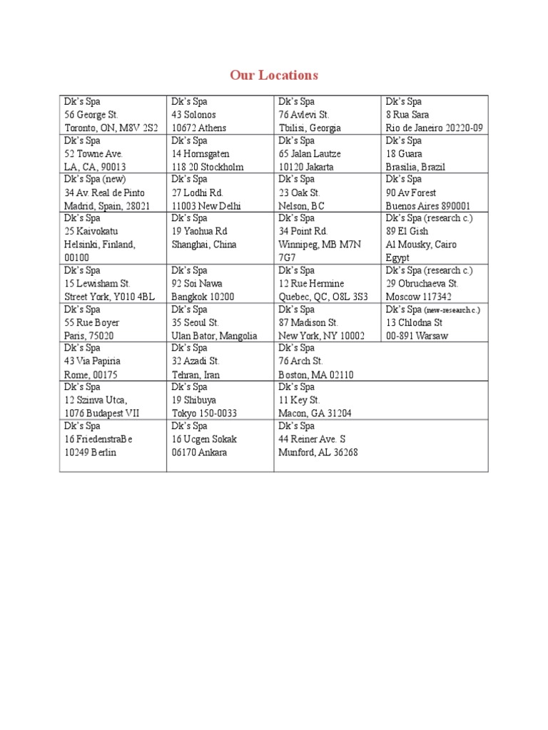 Our Locations | PDF
