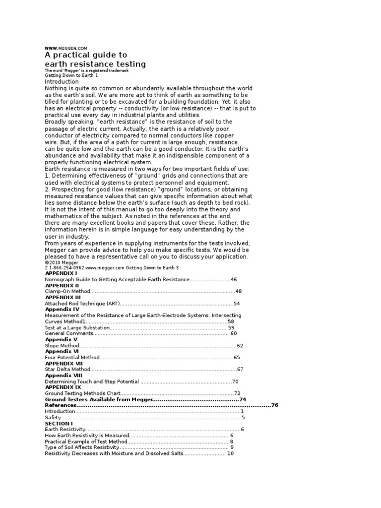 Earth Resistance Testing | PDF | Electrical Resistivity And ...