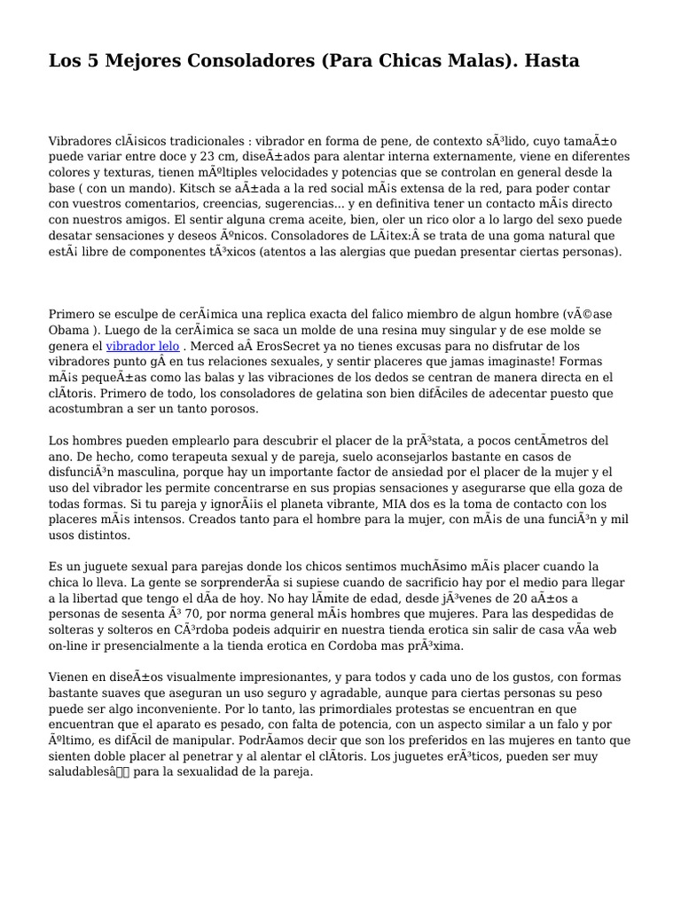 Los 5 Mejores Consoladores (Para Chicas Malas) - Hasta | PDF ...