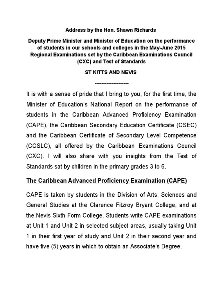 2015 CXC Exam Results Overview | PDF | Secondary School | Secondary ...