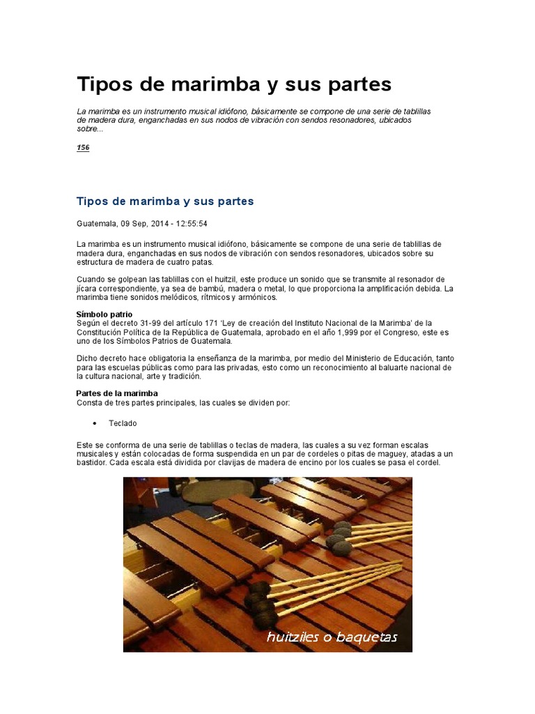 Tipos de Marimba y Sus Partes Instrumentos musicales Ocio