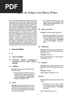 Feitiços de Harry Potter, PDF, Harry Potter