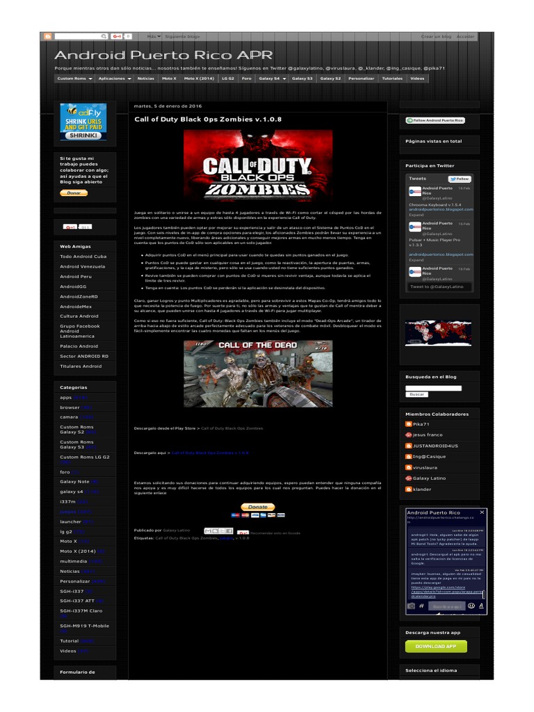 Call of Duty Black Ops Zombies APK PDF Android (sistema