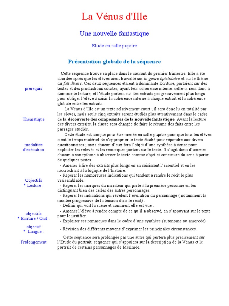 Resume Venus D ille La Venus DIlle | PDF