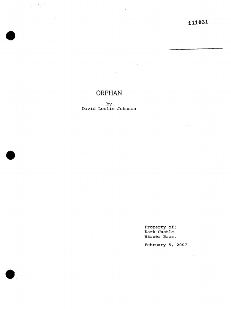 Orphan 2009 Movie Script