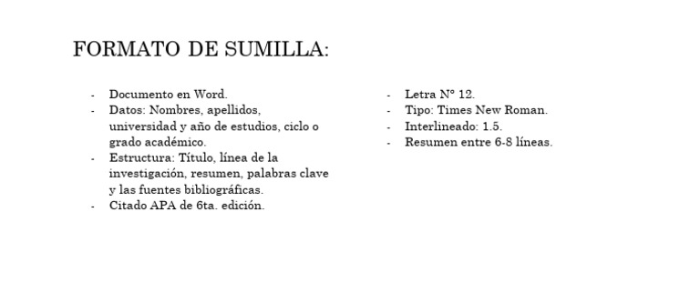 Formato y Ejemplo de Sumilla | PDF | Science | Ciencia (general)