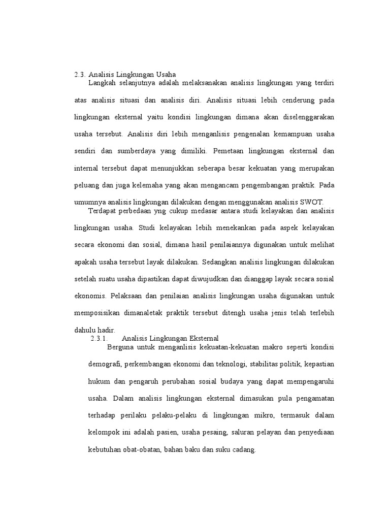 Analisis Lingkungan Usaha