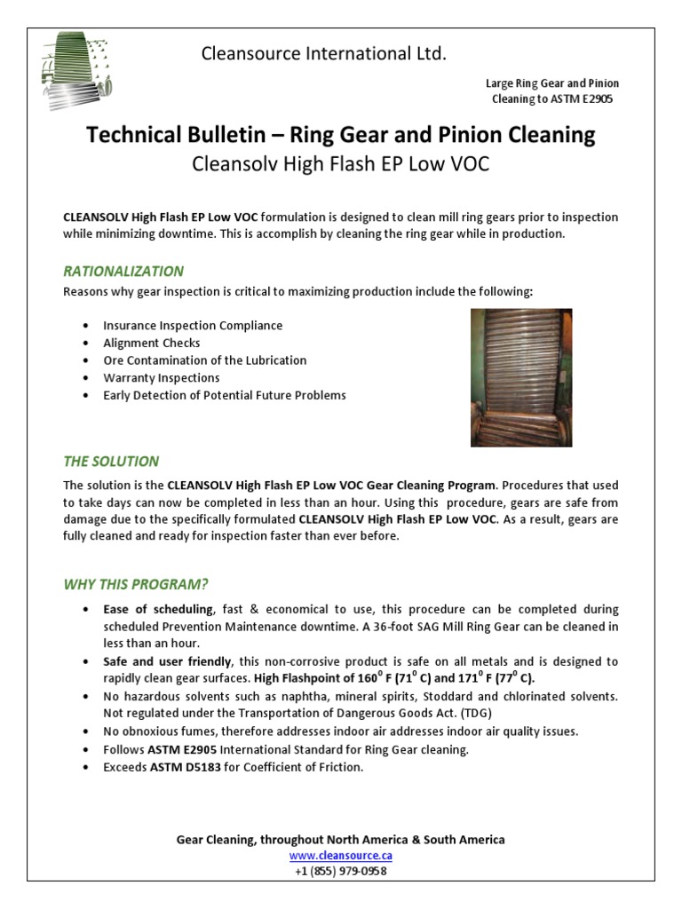 Cleansolv Gear Cleaning Solutions | PDF | Volatile Organic Compound | Gear