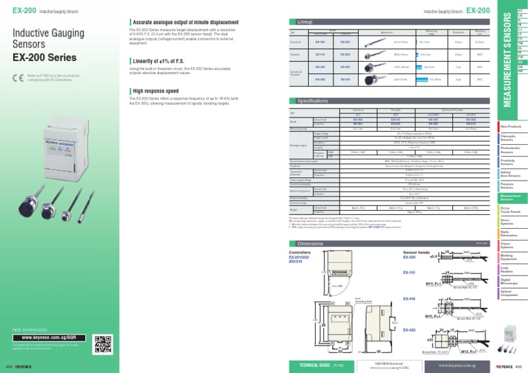Inductive Gauging Sensors: EX-200 Series | PDF | Sensor | Bipolar ...