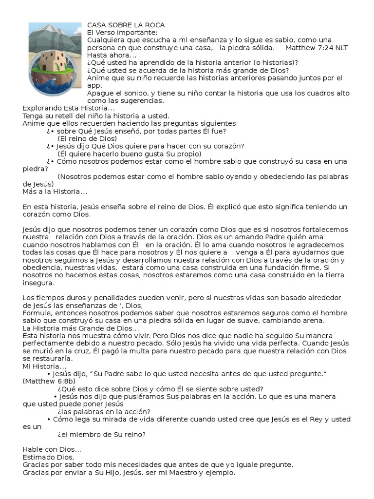 Casa Sobre La Roca | PDF | Reinado y reino de dios | Jesús