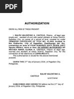 Authorization: Mother Maria Gloria A. Castelo, Filipino of Legal Age