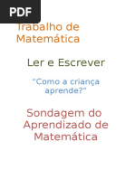 Trabalho de Matemática Como a Criança Aprende
