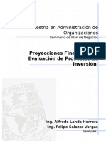 Proyecciones Financieras y Evaluacion Del Proyecto de Inversic3b3n