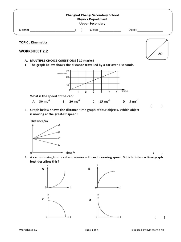 Speed-time Graph Worksheet (1) | Speed | Acceleration