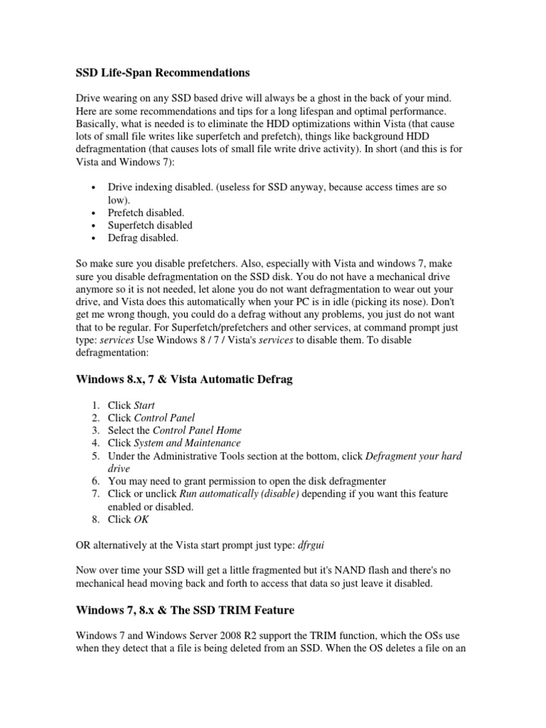 SSD Optimization for Windows Users | PDF | Solid State Drive ...
